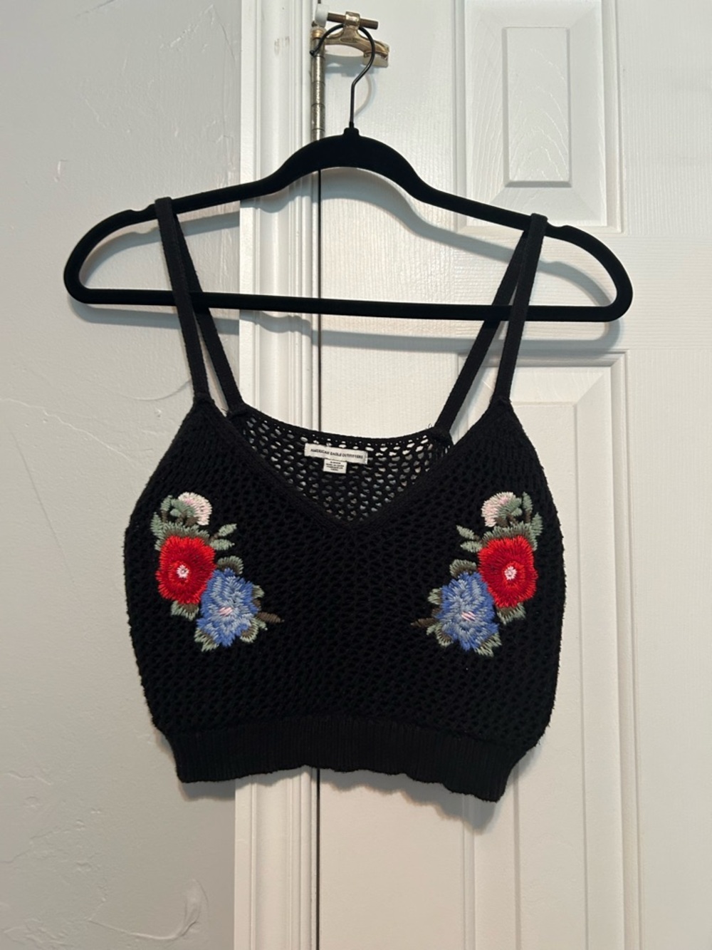 American Eagle Outfitters Black Open-Knit Sweater Top